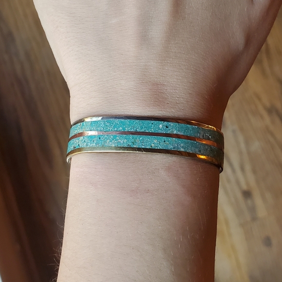 *RARE* Vintage Mexican Turquoise Cuff Bracelet - Picture 8 of 16
